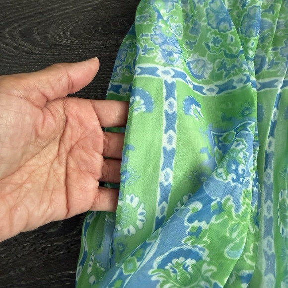 Gretchen Scott Borderline Dress Blue Scarfy Lined Medium Coquette Cottagecore - Picture 7 of 11